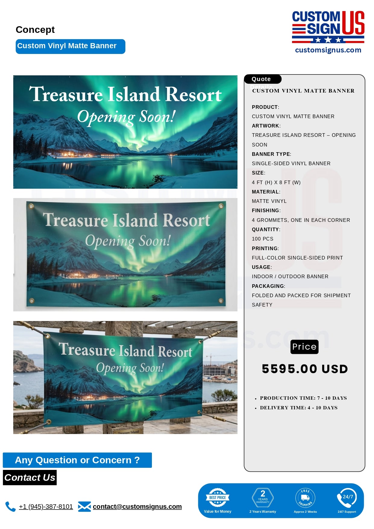 Treasure Island Resort Custom Banner