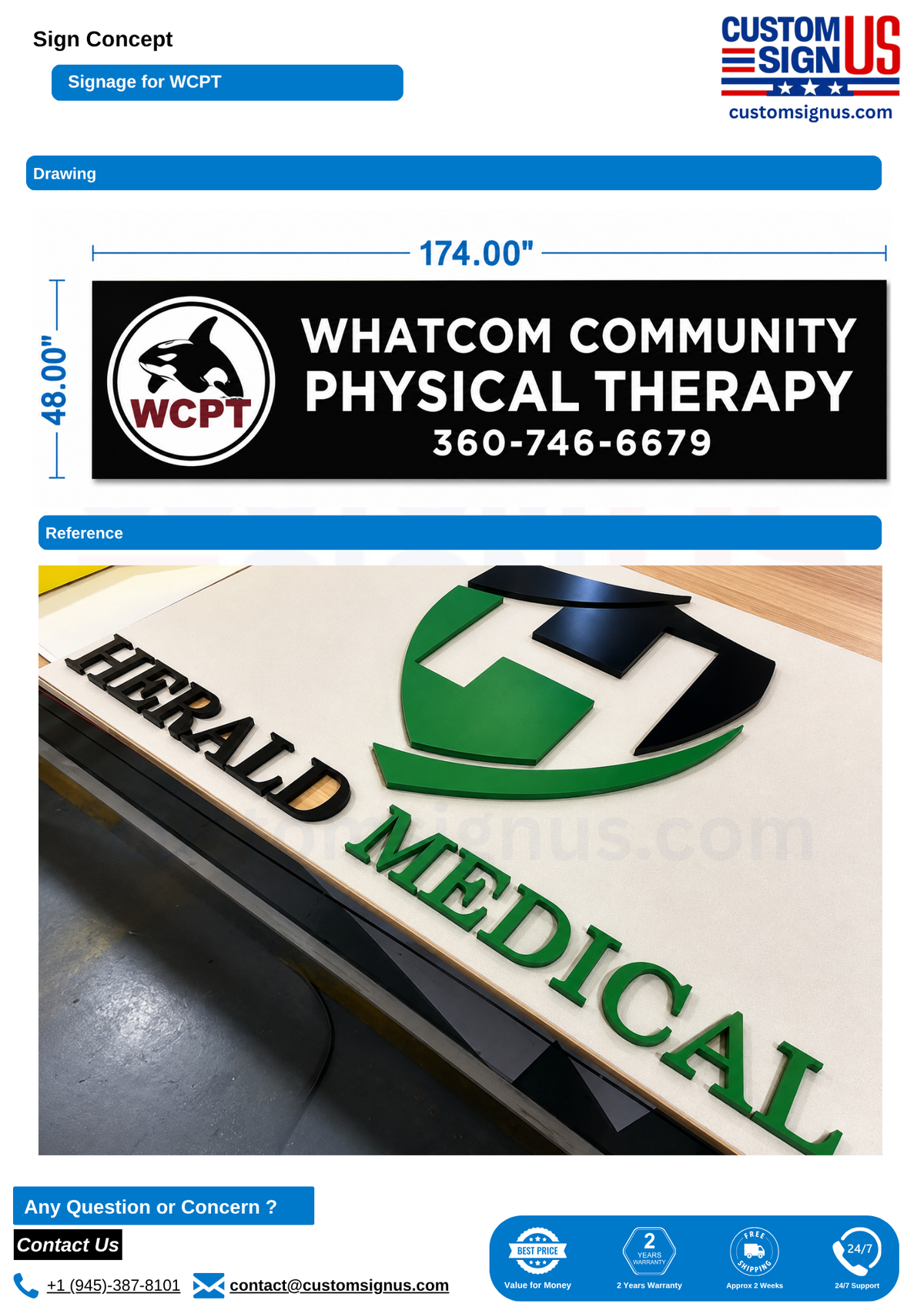 (Remaining 50% Balance) Payment Custom Signs for Whatcom Community Physical Therapy
