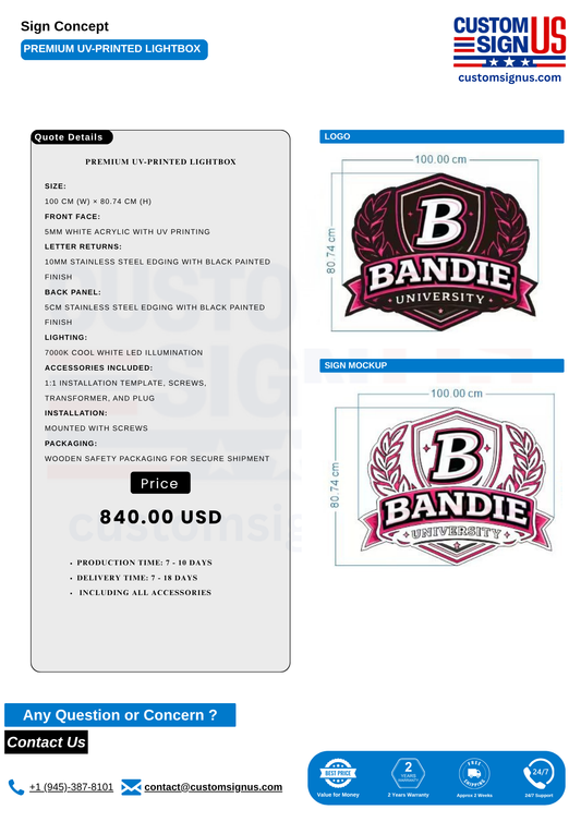 Custom Sign For Bandie University
