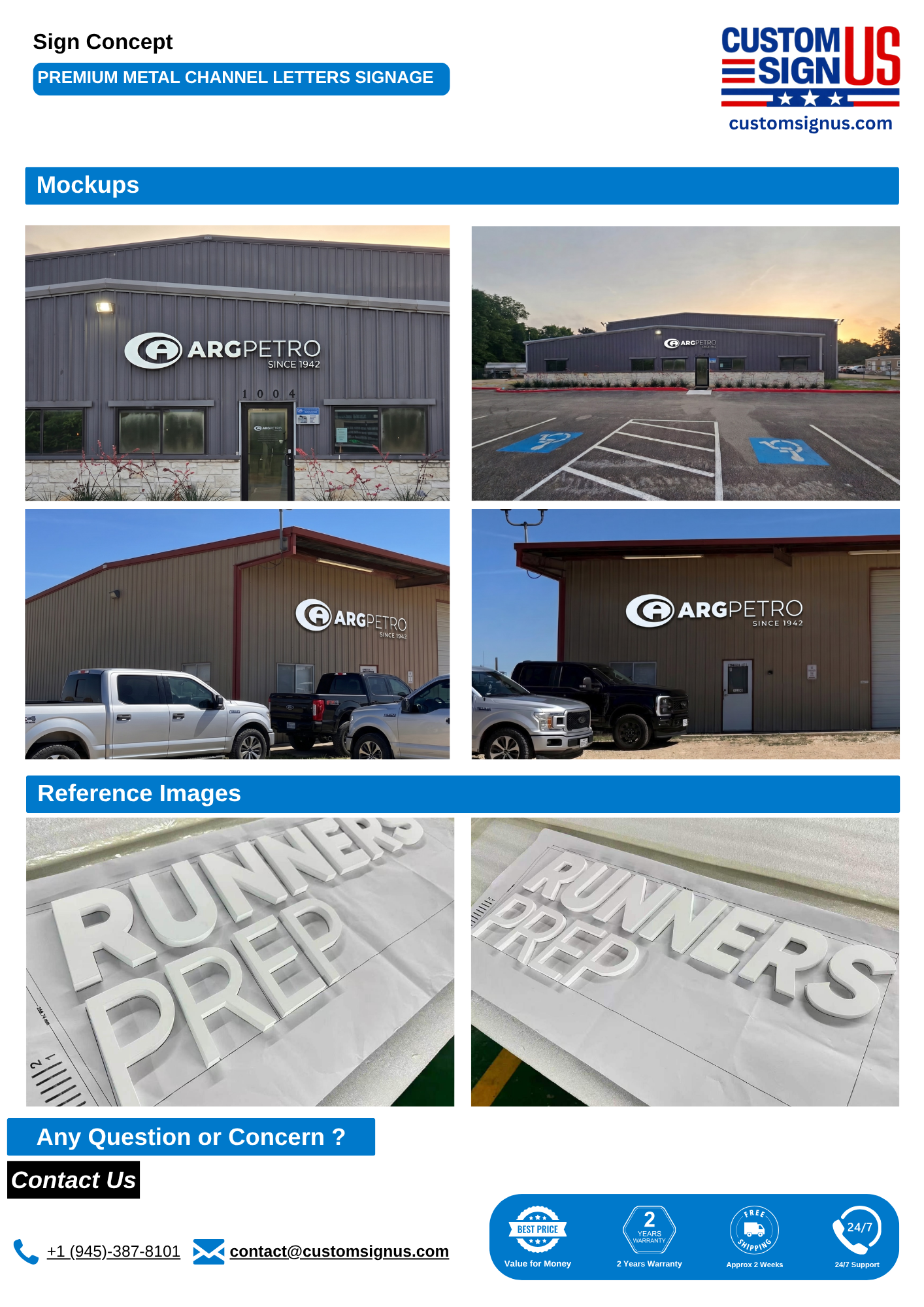 ARGPETRO CUSTOM 2D METAL SIGN - (5 Signs)