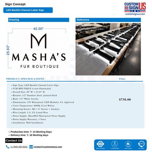 Masha's Fur boutique Custom Sign