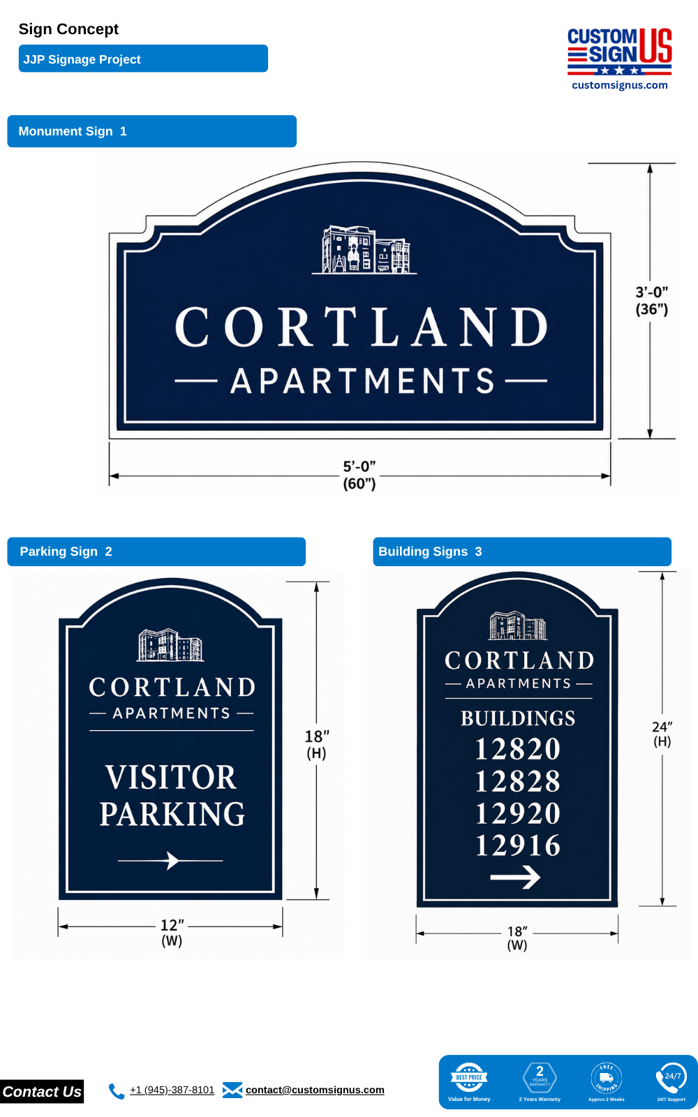 Custom Apartment Property Signage Package – Monument, Parking & Building Signs