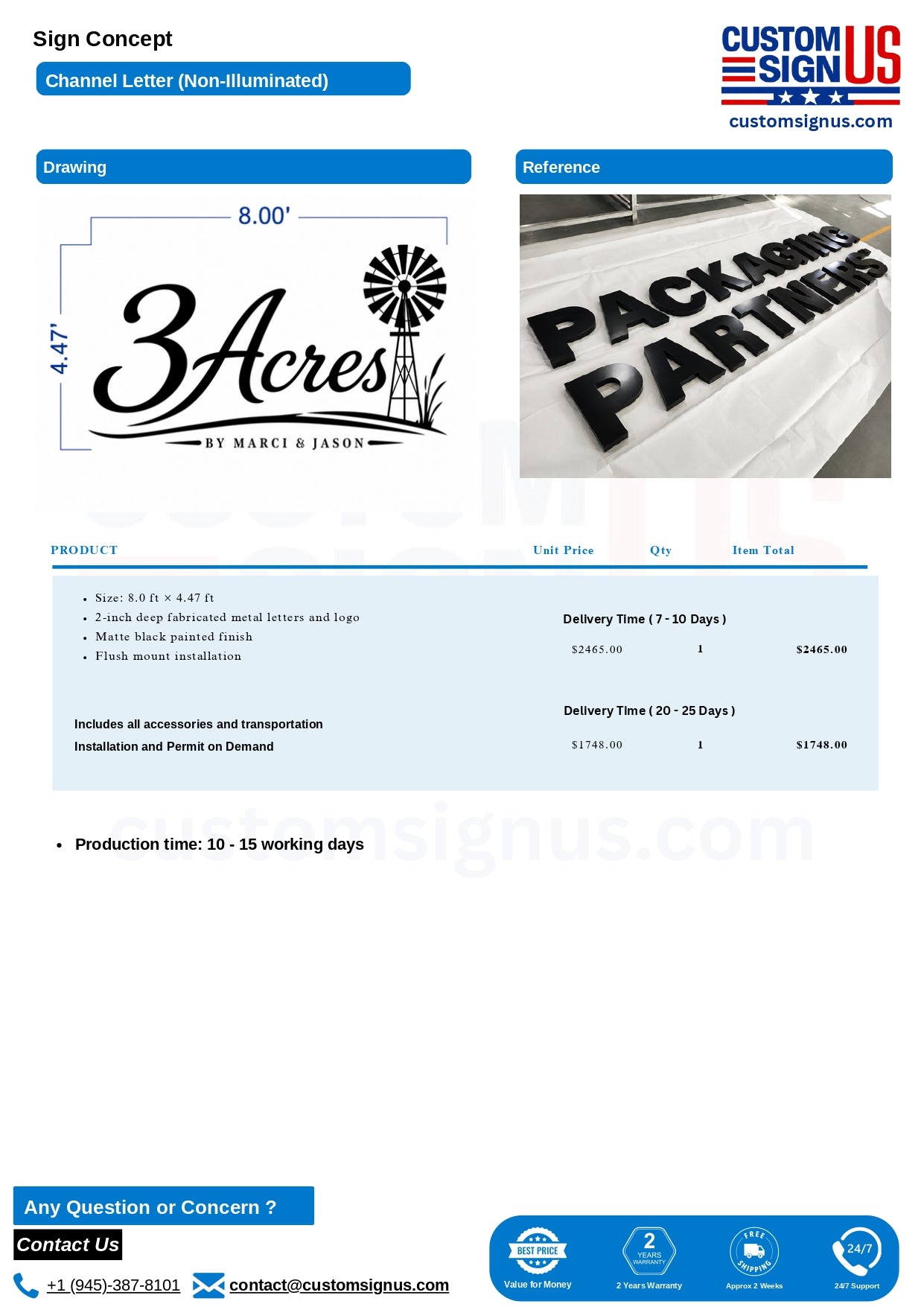 3 Acres Custom Sign