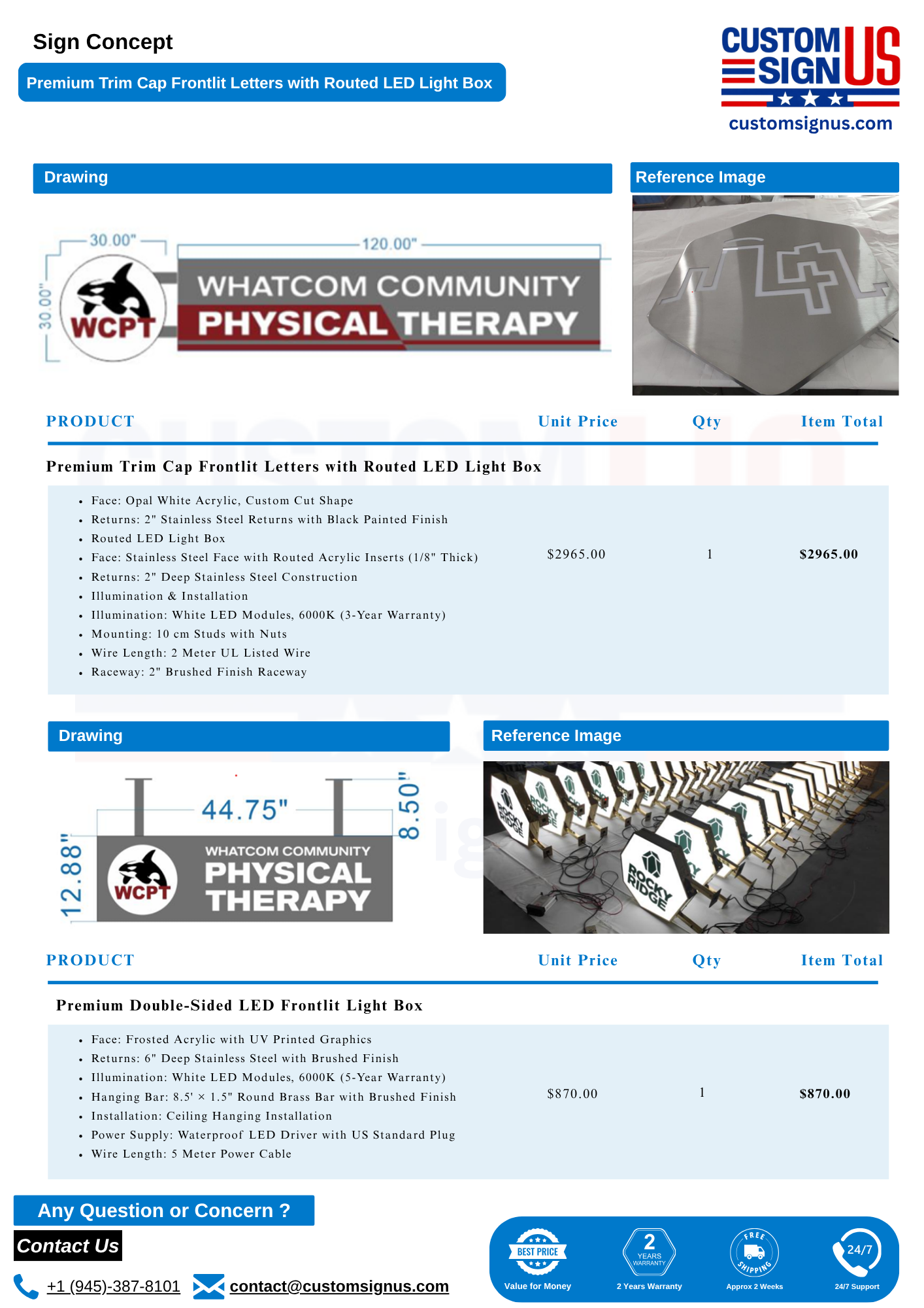 Custom Signs for Whatcom Community Physical Therapy