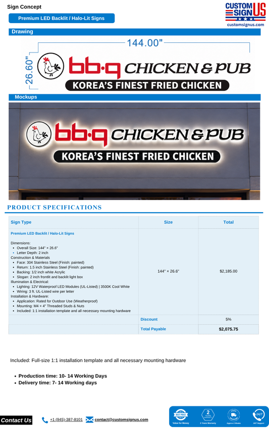 bb.q Chicken & Pub Premium LED Backlit 50% Deposit