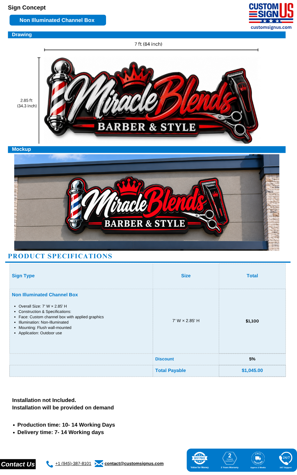 Miracle Blends Non-Illuminated Channel Box 50% Deposit