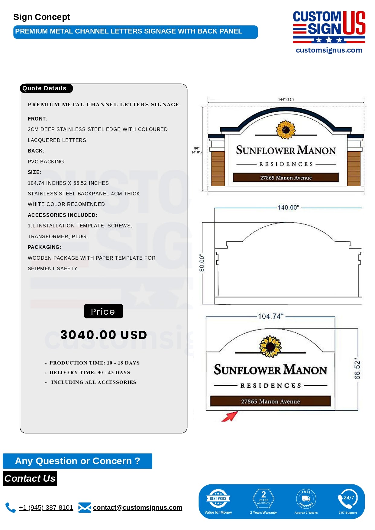 Custom Sign for Nancy (One Monument Sign + Four Building Block Signs)