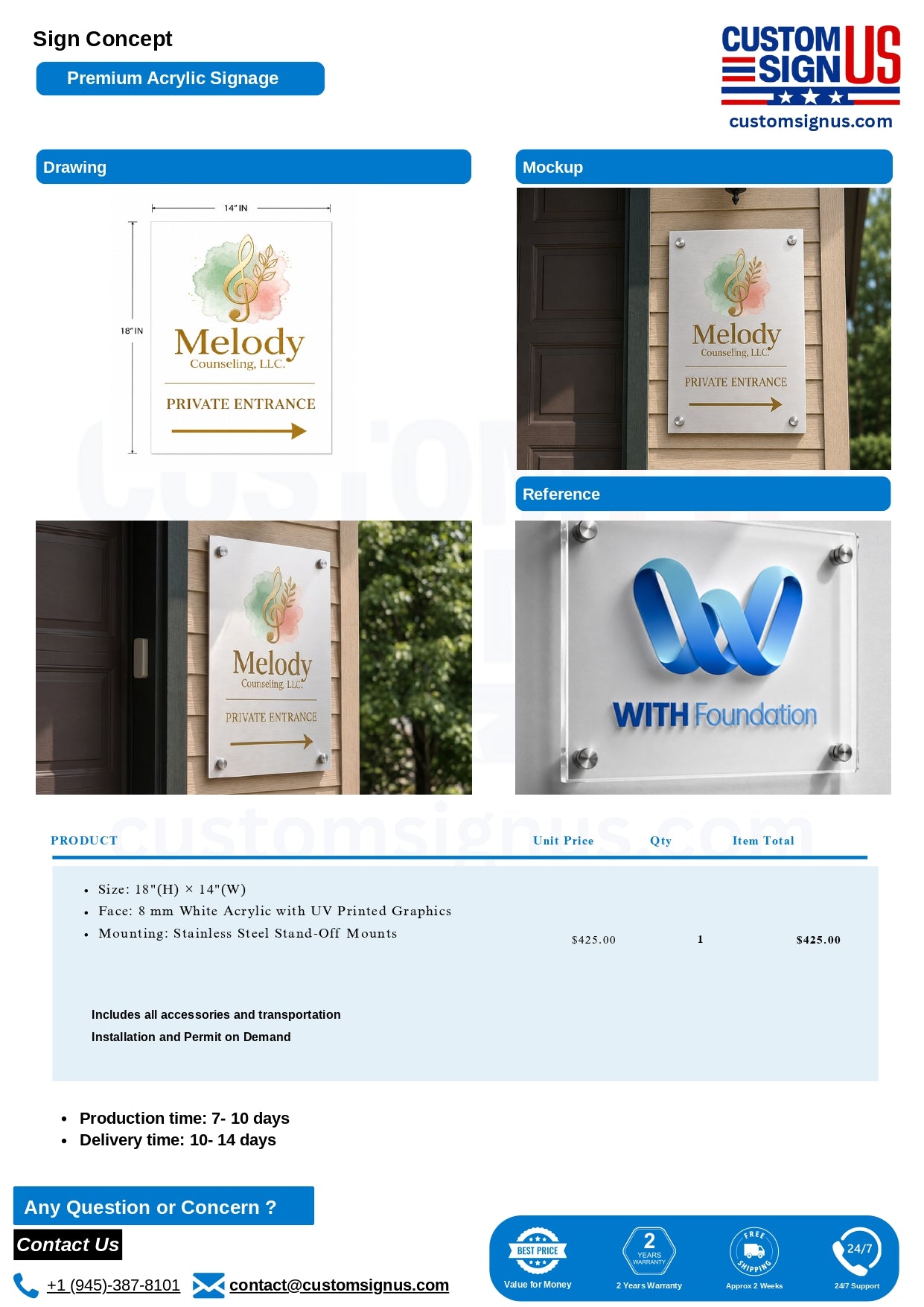 Premium Melody Acrylic Signage