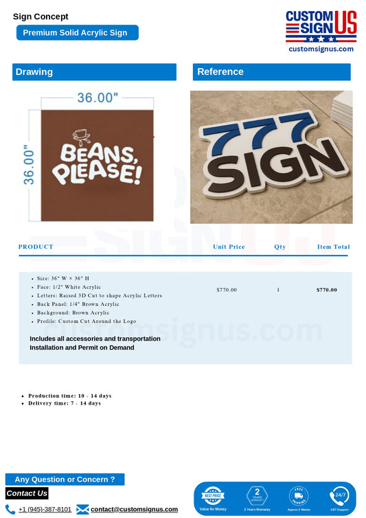 Custom Sign Beans Please