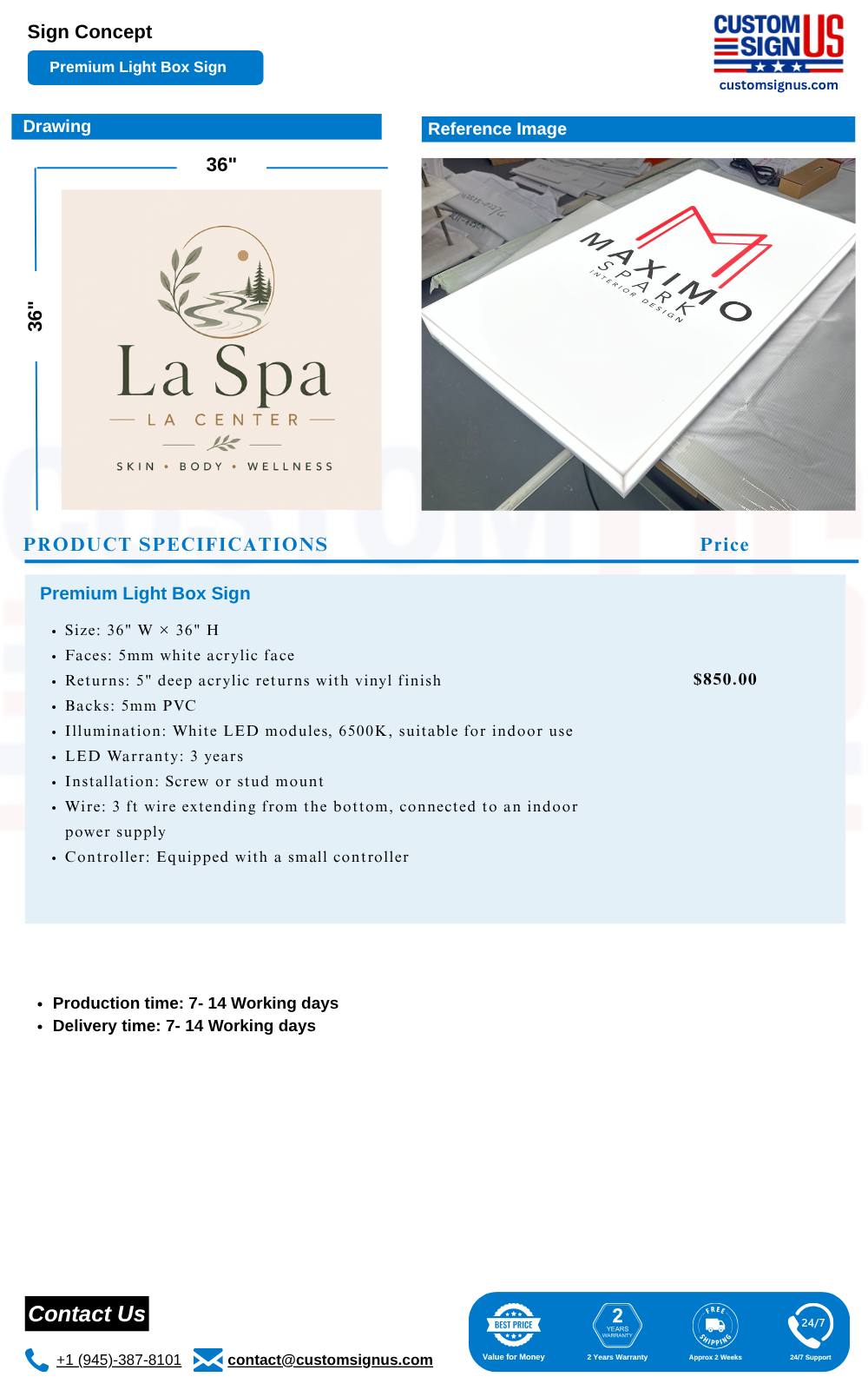 La Spa - Premium Light Box Sign