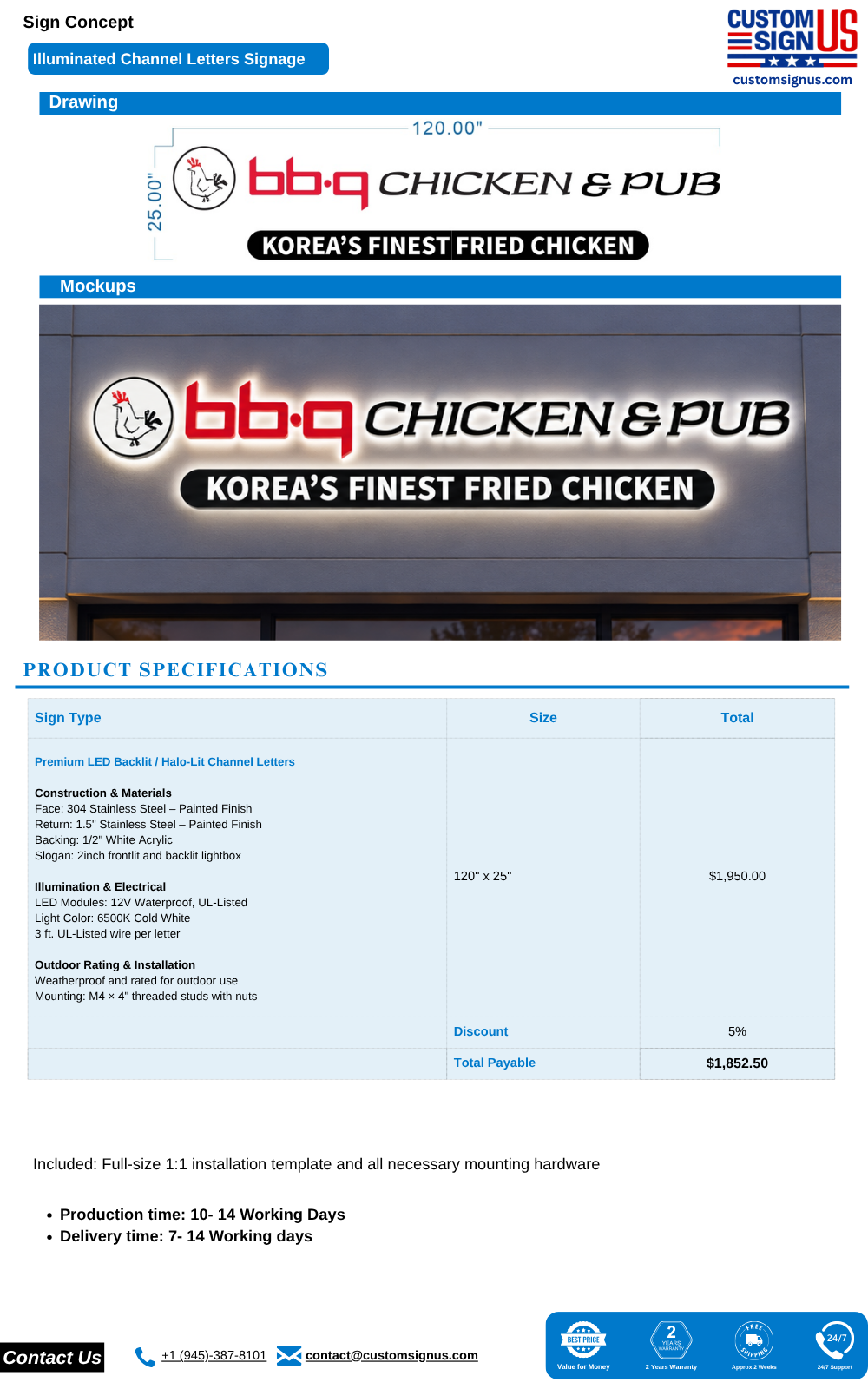 BB,Q Chicken & Pub Channel Letters